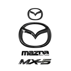 Glanszwarte Mazda emblemen set 4-delig voor MX5 NCFL 2009-2015 aluminium badges voor en achter