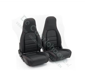 MX5 Leren bekleding (zwart met rood stiksel) voor set stoelen