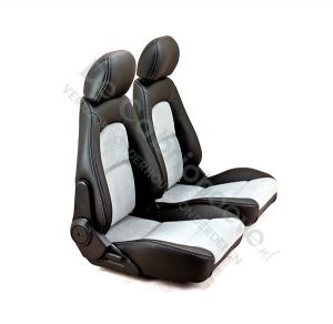 MX5 Set lederen stoelen (zwart - grijs met grijs stiksel) gemonteerd op stoel