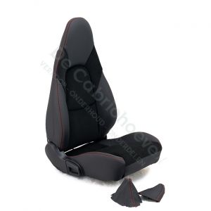 MX5 Set leren stoelen zwart - carabu - rood stiksel